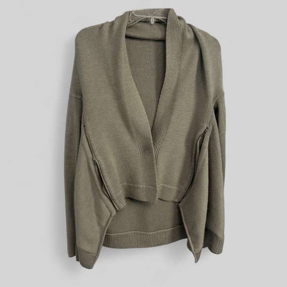 Lululemon Athletica Wrap it Up Merino wool blend knit sweater cardigan beige - Picture 1 of 14